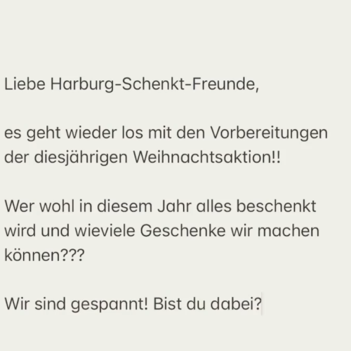 Es geht wieder los! Harburg schenkt geht in die 6. Runde